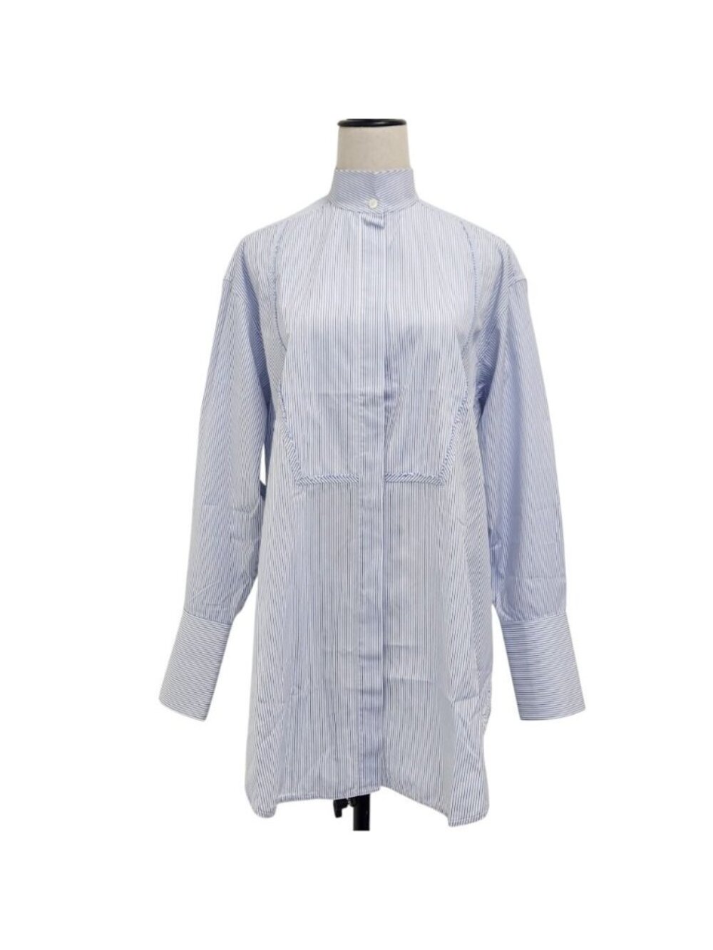 Celine Phoebe Philo Era Stripe Buzam Shirt Blue Long Sleeve 36